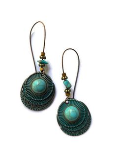 Women's Vintage Silver Turquoise -Long Dangle Hook Eardrop Earrings Fashion Jewelry Bohemian Turquoise Dangle Earrings, Bohemian Turquoise Earrings With Ear Wire, Turquoise Bohemian Earrings With Ear Wire, Bohemian Turquoise Chandelier Drop Earrings, Turquoise Metal Earrings, Turquoise Beaded Earrings With Metal Ear Wire, Turquoise Metal Earrings For Pierced Ears, Turquoise Drop Earrings With Ear Wire, Bohemian Turquoise Teardrop Earrings For Jewelry Making