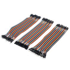 four rows of multicolored wires with fringes on each side and one row of black