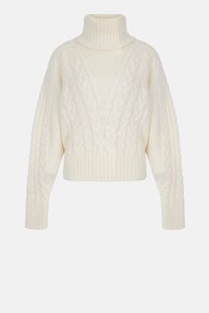 Otis Ivory Cashfeel Cable Knit Sweater | Emilia Wickstead Luxury Wool Cable Knit Sweater, Luxury Cream Cable Knit Top, Luxury Merino Wool Cable Knit Tops, Luxury Wool Cable Knit Top, Long Sleeve Cashmere Cable Knit Top, Knitting Women, Holiday Dresses, Knitting Designs, Cable Knit