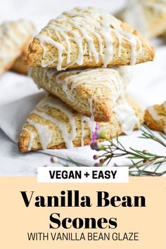 vegan and easy vanilla bean scones with vanilla glaze are the perfect treat