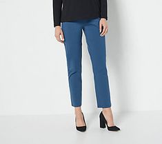 Our favorite way to do sleek and sophisticated? Basically anything paired with these Susan Graver slim-leg ankle pants. They're stretchy for a feel-good fit ('cause that's important!), with a classic cut that goes from day to night in a snap. Heels and a wrap top? Yes, please! Flats and a cozy cardi? An absolute must. These pants are a head-turning OOTD just waiting to happen. From Susan Graver. Spring Workwear Pants With 5-inch Inseam, Fall Cropped Leg Business Casual Dress Pants, Cropped Leg Dress Pants For Business Casual In Fall, Fall Business Casual Cropped Leg Dress Pants, Fall Cropped Leg Dress Pants For Business Casual, Stretch Business Casual Cropped Pants, Stretch Cropped Leg Pants For Business Casual, 4-way Stretch Dress Pants For Spring Workwear, Stretch Cropped Leg Office Pants