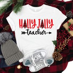 Teacher Christmas Shirt, Holly Jolly Teacher Shirt Super Mom Shirt, Teacher Gift Christmas, Personalized Christmas Shirts, Teacher Teacher, Teacher Christmas Gifts, Funny Mom Shirts, Teacher Christmas, Gift For Teacher, Holiday Christmas Gifts