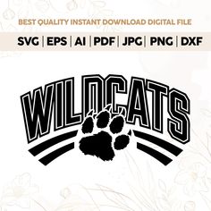 the wildcats logo is shown in black and white