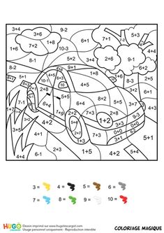 the color by number coloring page for kids to learn how to count numbers on cars