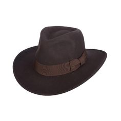 Indiana Jones Wool Felt Fedora- Katanga – Tenth Street Hats Solid Wool Fedora With Wide Brim, Solid Wool Wide Brim Fedora, Solid Color Wide Brim Wool Fedora, Solid Wide Brim Wool Fedora, Solid Color Wool Hat With Wide Brim, Wide Brim Wool Fedora, Solid Color Fur Felt Fedora, Winter Wool Wide Brim Panama Hat, Western Style Brimmed Fedora For Travel