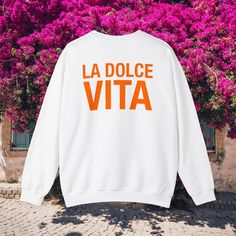 Amalfi Sweatshirt, La Dolce Vita, Unisex™ Crewneck Sweatshirt, Amalfi Coast Italy Crewneck Live La Dolce Vita with our Amalfi Beach club unisex crewneck sweatshirt. AMALFI Beach Club on the front and La Dolce Vita on the back. Perfect for traveling or everyday. We recommend sizing up for an oversized fit. Ideal for any situation, a unisex heavy blend crewneck sweatshirt is pure comfort. These garments are made from polyester and cotton.  -50% cotton, 50% polyester -Medium-heavy fabric -Loose fit Amalfi Beach, Italian Heritage, Amalfi Coast Italy, Beach Club, Chic Design, Amalfi, Sew-in Labels, Sweat Shirt, Crew Neck Sweatshirt