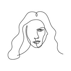 a black and white drawing of a woman's face