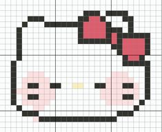 a cross stitch pattern with hello kitty's face in pink and black, on a white background