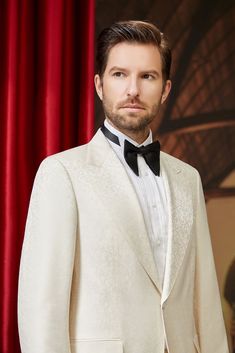 This monochromatic cream tuxedo for men or women is clean, effortless and complete with luxurious finishes. The subtle details enhance this tuxedo and make it a refreshing one-of-a-kind, high class suit that is perfect for any black tie event. FREE SHIPPING ON ORDERS OVER $199 COLOR Ivory COMPOSITION N/A YARN COUNT N/A WEIGHT 290g FABRIC STYLE Jacquard OCCASION Wedding/Gala Elegant Single Breasted Blazer For Black-tie Events, Elegant Single-breasted Blazer For Black-tie Events, Single Breasted Tuxedo For Wedding, Single-breasted Tuxedo For Wedding, Wedding Tuxedo Single Breasted, Elegant Single Breasted Tuxedo For Wedding, Elegant Single-breasted Tuxedo For Wedding, Elegant Single-breasted Wedding Tuxedo, Elegant Notch Lapel Suit For Wedding