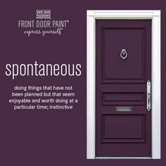 a purple door with the words spoonaneous on it