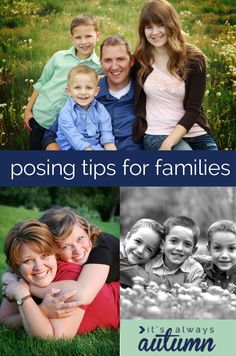 the family is posing for pictures with their children and an image of them in black and white