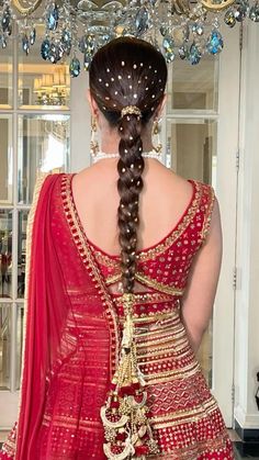 Punjabi Bridal Look, Punjabi Hairstyles, Bridal Braid, Hairstyles For Indian Wedding, Bridal Hairstyles With Braids, Bridal Braids, Traditional Hairstyle, Ponytail Hairstyles Easy, Punjabi Bride