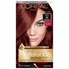 Auburn Hair Dye, Loreal Hair Color, High Bun Hair, Dark Auburn Hair, Dark Auburn, At Home Hair Color, Champagne Blonde, Permanent Hair Dye, Auburn Hair