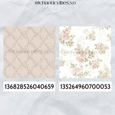 three different patterns with flowers on them, one is white and the other is pink