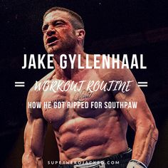 a man standing in front of a microphone with the words, workout routine how he got ripped for southpaw