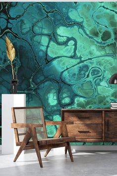 Ocean themed fractal design wallpaper with intricate patterns and soothing colors Bedroom Wallpapers, Underwater Wallpaper, Fractal Design, Ocean Vibes, Shades Of Turquoise, Design Wallpaper, Wallpaper Bedroom, Old Wallpaper, Marble Effect