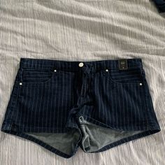 Nwt Never Worn Pinstripe Pattern Along Shorts Mid Rise Jean Shorts, Abercrombie And Fitch Shorts, High Rise Denim Jeans, Studded Denim, Ripped Shorts, Jeans Material, Distressed Jean Shorts, High Rise Denim Shorts, Love Jeans