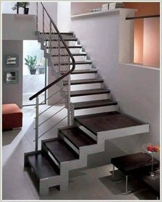 there is a set of stairs in the house