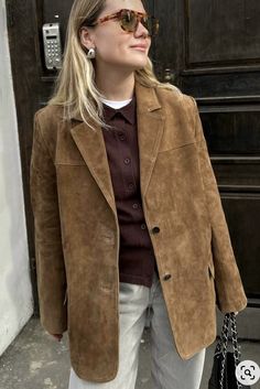 Faux Leather Jacket Women, Suede Jacket Women, Autumn Jacket Women, Brown Faux Leather Jacket, Suede Outfit, Fall Cardigans, Suede Blazer, Blazer Jackets For Women, Leather Blazer Jacket