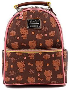 a brown and pink backpack with teddy bears on it