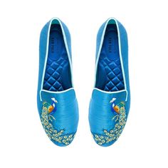 Birdies Swan, Birdies Starling Flats, Luxury Blue Loafers For Semi-formal Occasions, Blue Pointed Toe Slip-on Loafers, Elegant Embellished Slip-on Loafers, Velvet Flats, Bright Winter, Starling, Stylish Shoes