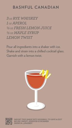 an info sheet describing how to make a cocktail