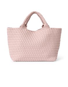 Embrace Naghedi's laid-back elegance with the best-selling St. Barths tote bag. It's expertly woven from neoprene and features a matching pouch that's perfect for toting your everyday essentials. Everyday Pink Handwoven Straw Bag, Chic Pink Woven Leather Shoulder Bag, Everyday Pink Woven Bag, Chic Pink Woven Leather Bags, Pink Rectangular Woven Leather Shoulder Bag, Spring Pink Woven Beach Bag, Pink Woven Leather Tote Shoulder Bag, Pink Woven Leather Bag, Chic Pink Woven Bag