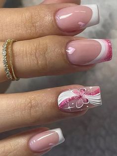 24pcs Long Square Pink Butterfly Print Fake Nail False Nails Press On Nails Glue | eBay Spring Nail French Tip Designs, Nail Designs On Square Nails, Nice Nail Designs, Cute Butterfly Nails, Butterfly Acrylic Nails, Nails With Butterflies, Unghie Sfumate, Nagellack Trends, French Manicure Nails