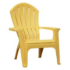 a yellow plastic chair on a white background