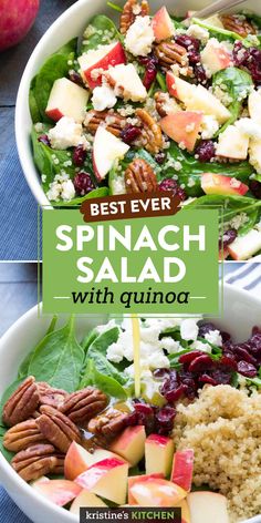 the best ever spinach salad with quinoa is an easy and healthy side dish