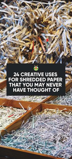 two wooden boxes filled with shredded paper and the words creative uses for shadow maker that may never have thought of