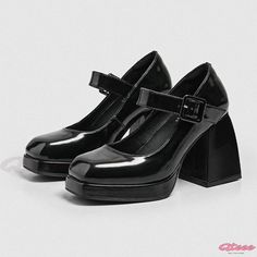 Classic Black High Heel Mary Jane Shoes for the Modern Woman Retro Black Heels With Square Toe, Black Closed Toe Wide Fit Heels, Black Wide Fit Closed Toe Heels, Black Wide Fit Pointed Toe Heels, Black Mary Jane Shoes, Black High Heel Sandals, Heel Boots For Women, Mary Jane High Heels, Rough Heels