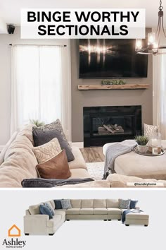 a living room filled with furniture and a flat screen tv mounted above the fire place