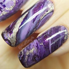 Geode Nails, Peacock Nails, Nails Opi, Purple Nail Art, Marble Nail, Purple Nail Designs, Galaxy Nails, Purple Nail, Finger Tips