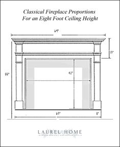 an architectural drawing of a fireplace with measurements for the top and lower part of it