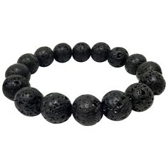 Fall in love with this Lava Stone stretch bead bracelet! Dress it up or dress it down, this bracelet is a sure must have with any look! Each individual bracelet is composed of 12mm Lava Stone beads that have a rich shade of black. Lava Stone is a molten rock that has solidified and cooled after it was thrown out of a volcano during its eruption. Since originally the lava stones contain a rough and bumpy texture, they are smoothed down for a comfortable wear. Here at Gem Avenue, we pride ourselve Casual Hand-strung Lava Stone Beaded Bracelets, Casual Hand-strung Beaded Bracelets With Lava Stone, Casual Black Beads Stretch Bracelet Gift, Casual Black Beads Stretch Bracelet, Casual Beaded Lava Stone Bracelets, Casual Beaded Lava Stone Jewelry, Casual Black Lava Stone Beaded Bracelets, Casual Black Beaded Lava Stone Bracelets, Casual Lava Stone Jewelry With 8mm Beads