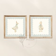 two framed pictures with ducks on them