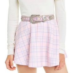 Wildfox Couture Sweetheart Villa Skirt In Pastel Plaid New With Tags Size Medium Hard To Find Style That’s So Fetch. Cotton Blend Terry Fabric With An Elastic Waist. Unlined. Skirt Measures Approx 13" In Length Made In Usa Revolve Style No. Wild-Wq18 Manufacturer Style No. Wlv1918c5 Shipped Fast From A Smoke Free, Pet Free Home! Feel Free To Ask Questions Or Make An Offer :) Sku: Nbc2 Clueless Kawaii Retro Mean Girls Cady Heron Twee 2000s Y2k 2010s Rare Micro Mini Cute Fitted Pink Skirt, Cute Pink Pleated Skort, Cute Pink Skort For Spring, Cute High Waist Pink Mini Skirt, Pink Fitted Cute Skort, Cute High-waist Pink Mini Skirt, Cute Pink Lined Mini Skirt, Pastel Goth Pink Mini Skirt, Cute Pink Flared Skirt