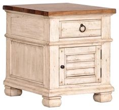 an old white wooden cabinet with drawers and knobs on the bottom, isolated against a white background