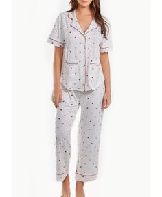 in stock Comfortable Red Sleepwear For Loungewear, Cozy Red Sleepwear For Sleepover, Red Heart Print Sleepwear For Pajama Party, Cozy Red Sleepwear For Pajama Party, Print Pant, White Pajamas, Plus Size Pajamas, Slumber Party, Loungewear Women