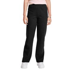 Feel-Good Fleece. So soft and cozy, Hanes EcoSmart women's sweatpants are crafted from a plush blended fleece featuring cotton sourced from American farms. The pocket-free design features a flat Stretch Waistband for a sleek, simple silhouette. Finished with open-leg hems, Hanes women's sweatpants are available in an array of colors for even more everyday options. Size: L.  Color: Black.  Gender: female.  Age Group: adult. Athletic Sweatpants, Sewing Elastic, Womens Scrubs, Fleece Sweatpants, Sweatpants Set, Womens Fleece, Scrub Pants, Womens Sweatpants, Neck T Shirt