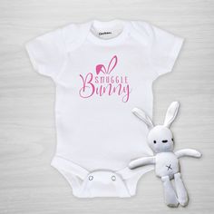 Snuggle Bunny Gerber Onesie® Cricut Baby Onesie Easter, Snuggle Bunny, Funny Onesie, Bunny Onesie, Funny Onesies, New Mom, Newborn Gifts, Color Swatches, Gifts For New Moms