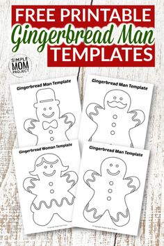 three printable gingerbread man templates with the text, free printable gingerbread man