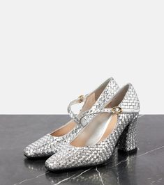 Step metallic leather Mary Jane pumps in silver - Bottega Veneta | Mytheresa Bottega Veneta Shoes, Silver Pumps, Mary Jane Pumps, Leather Mary Janes, Sneaker Wedge, Tory Burch Shoes, High Heel Pumps, Metallic Leather, Manolo Blahnik