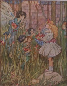 the fairy and her friends are playing in the woods