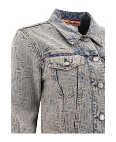 Best price on the market at italist | Acne Studios Monogram Jacquard Cropped Denim Jacket Acne Studios Denim Jacket, Luxury Washed Blue Garment-washed Denim Jacket, Pre-washed Cotton Denim Jacket, Luxury Long Sleeve Garment-dyed Denim Jacket, Luxury Garment-dyed Long Sleeve Denim Jacket, Celebrity Culture, Top Celebrities, Cropped Denim Jacket, Denim Details