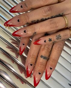 CHIC VALENTINES DAY NAILS | RED FRENCH TIPS Ephemeral Tattoo, Witchy Nails, Nails Polish, Minimalist Nails, Nails Coffin, Dream Nails, Fire Nails