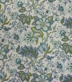 a blue and green floral print fabric