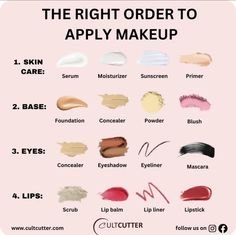 Order To Apply Makeup, Makeup Cantik, Simple Makeup Tips, Makeup Artist Tips, Makeup Help, Face Makeup Tips, Face Makeup Tutorial, Makeup Guide