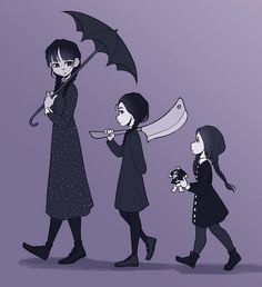 three girls are walking with umbrellas in their hands and one girl is holding a teddy bear